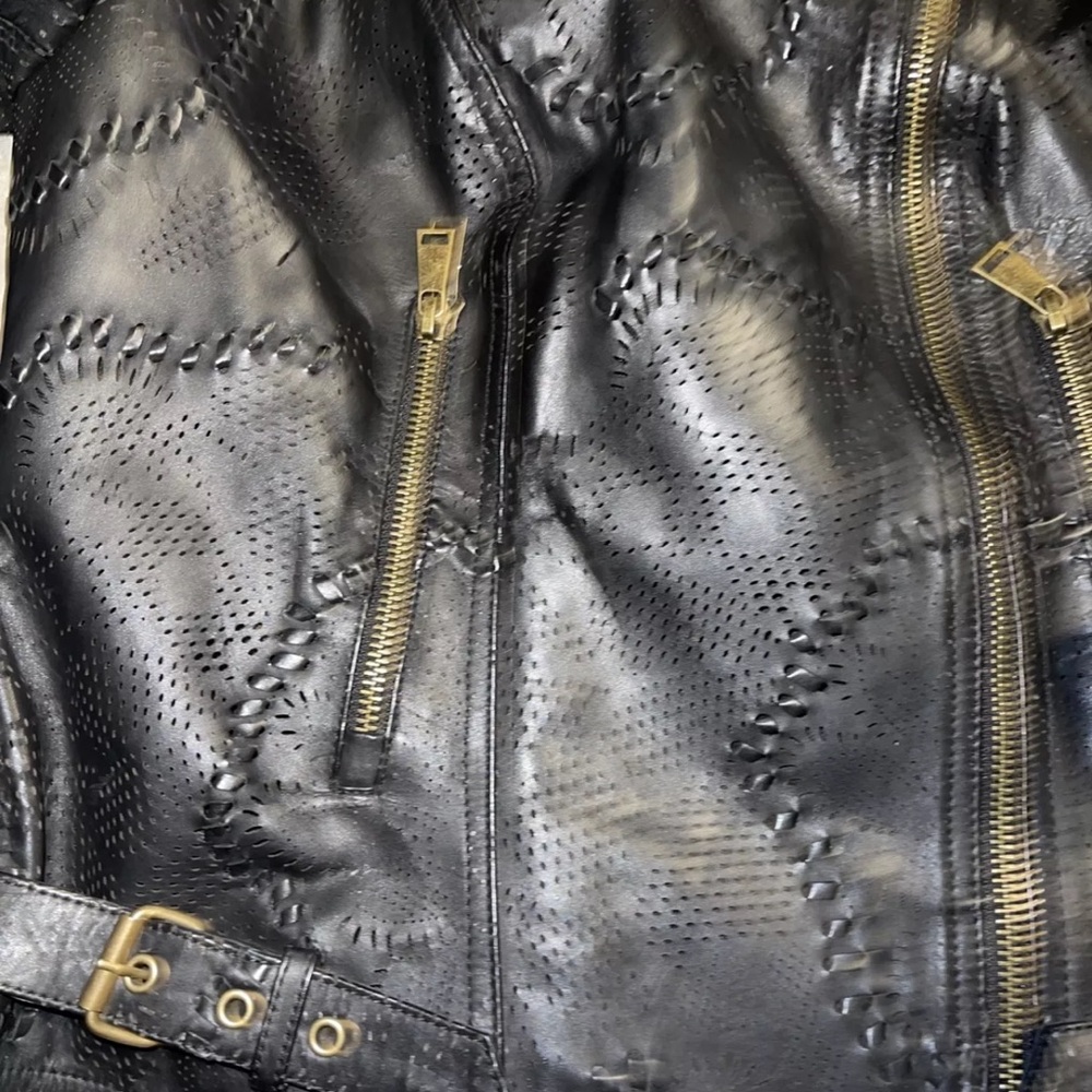 Ralph Lauren Black label Jacket Leather Moto Biker Black size 4 - Picture 16 of 16